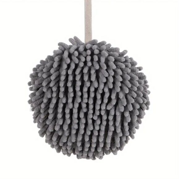 Luxurious Bath Shower Chenille Poof in Gray - Picture 1 of 3